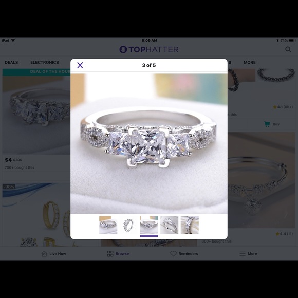 .925 Sterling Silver Sapphire Stones Engagement - Picture 2 of 5